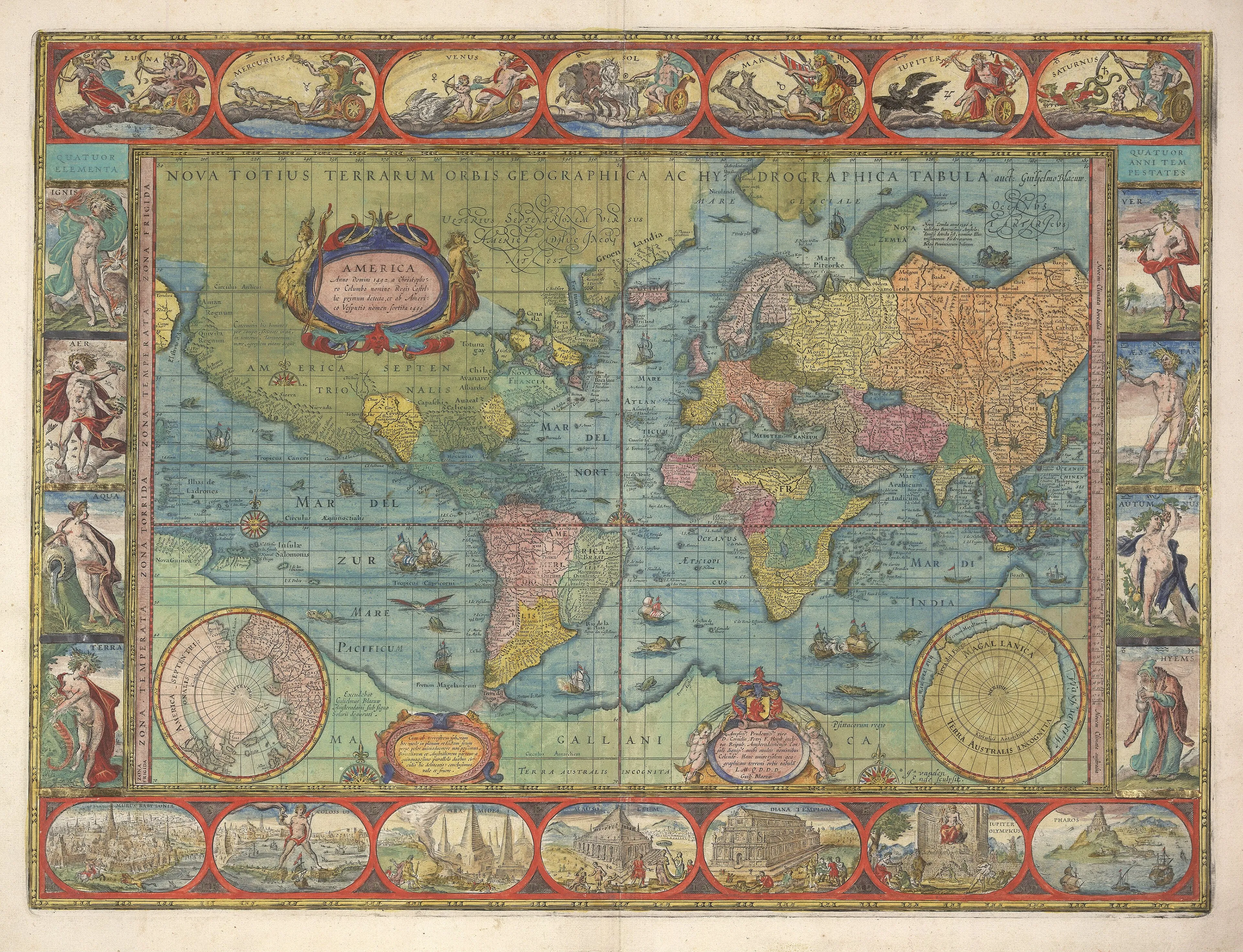 Detail of Willem Blaeu’s 1649 map of the world.